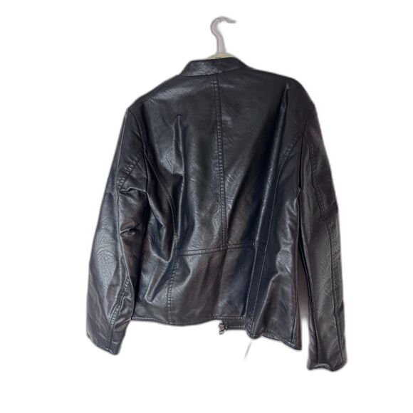 Paulo Solari Size M Black Faux Leather Moto Jacket - Picture 3 of 5
